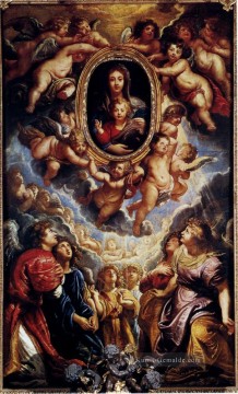 Jungfrau und Kind Verehrt von Engel Barock Peter Paul Rubens Ölgemälde